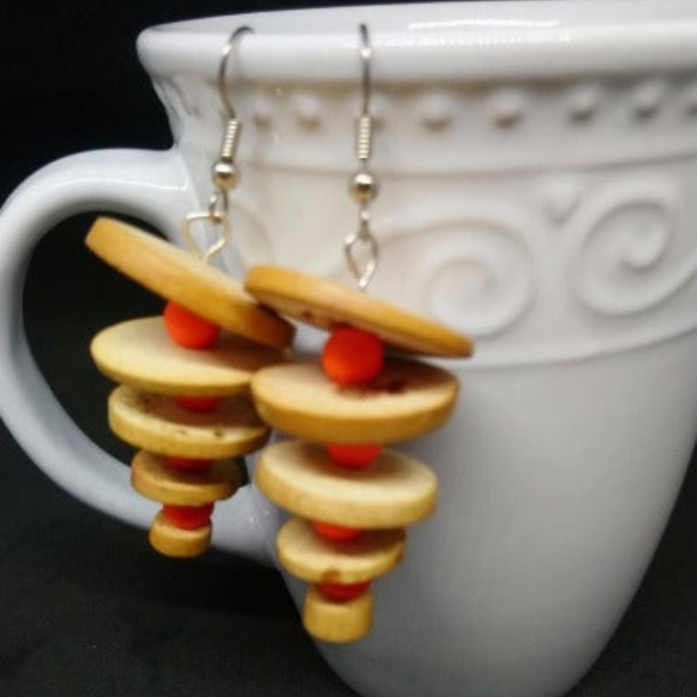 Cork & Orange beaded Earrings